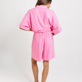 Palm Relax Shorts - Pink/Teal Stripe