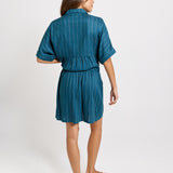 Palm Relax Shorts - Teal/White Stripe