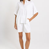 Betty Basics Palm Relax Shorts in White/Black Stripe - view 2