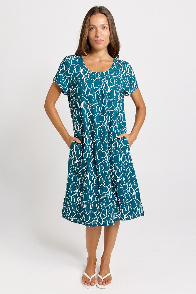 Betty Basics Bonnie Dress in Teal Petal Print