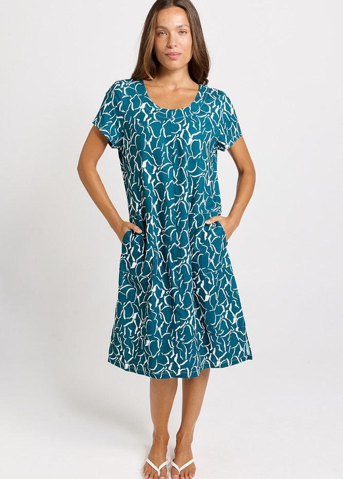 Betty Basics Bonnie Dress in Teal Petal Print