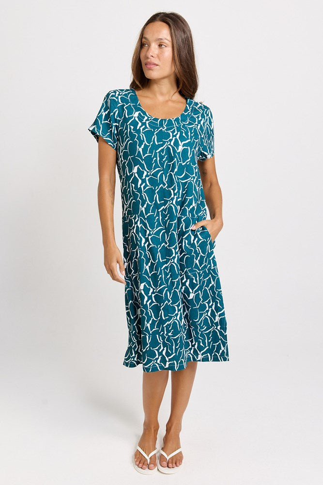 Betty Basics Bonnie Dress in Teal Petal Print - view 2