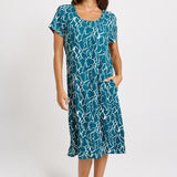 Betty Basics Bonnie Dress in Teal Petal Print - view 2
