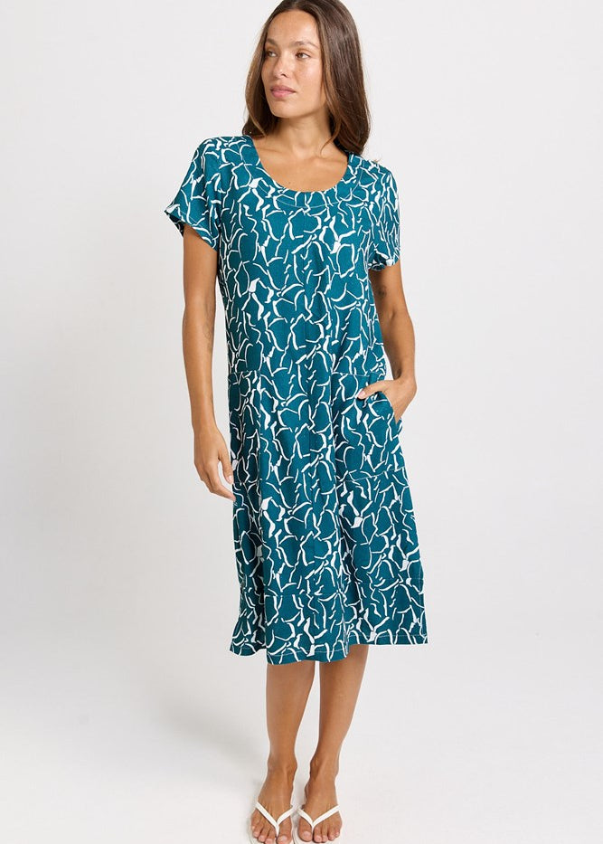 Betty Basics Bonnie Dress in Teal Petal Print - view 2