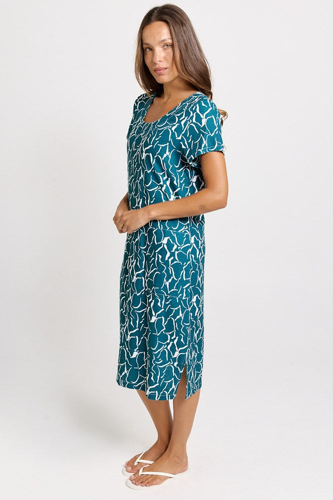 Betty Basics Bonnie Dress in Teal Petal Print - view 3