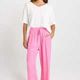 Betty Basics Palm Relax Pants in Pink/Teal Stripe - view 2