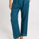 Betty Basics Palm Relax Pants in Teal/White Stripe