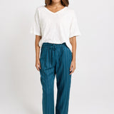 Betty Basics Palm Relax Pants in Teal/White Stripe - view 2
