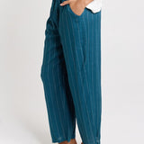 Betty Basics Palm Relax Pants in Teal/White Stripe - view 3