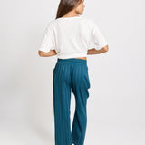 Palm Relax Pants - Teal/White Stripe