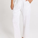 Betty Basics Palm Relax Pants in White/Black Stripe
