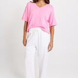 Betty Basics Palm Relax Pants in White/Black Stripe - view 2