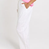 Betty Basics Palm Relax Pants in White/Black Stripe - view 3