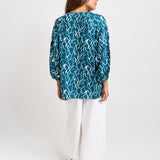 Bella Blouse - Teal Petal Print