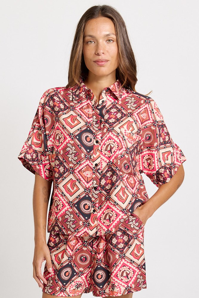 Betty Basics Sunset Shirt in Coco Print