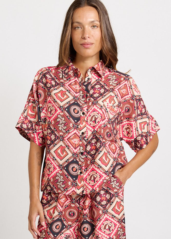 Betty Basics Sunset Shirt in Coco Print