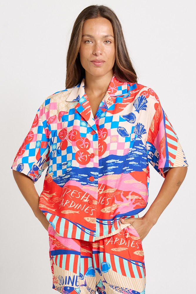 Betty Basics Sable Shirt in Mediterranean Print