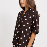 Betty Basics Sable Shirt in Pink/Choc Polka Dot - view 3