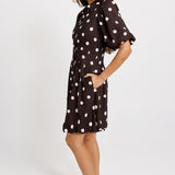 Betty Basics Nancy Shirt Dress in Pink/Choc Polka Dot - view 3