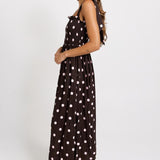 Betty Basics Shirred Maxi Dress in Pink/Choc Polka Dot - view 3
