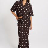 Betty Basics Sable Bias Yoke Skirt in Pink/Choc Polka Dot - view 2