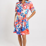 Betty Basics Palm Shirt Dress in Mediterranean Print - view 2