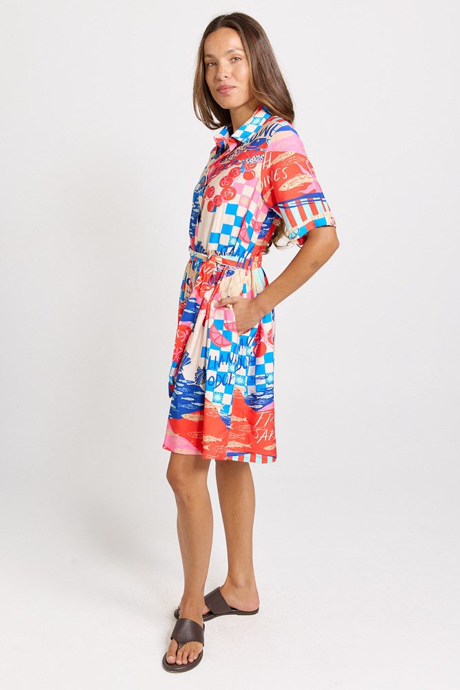 Betty Basics Palm Shirt Dress in Mediterranean Print - view 3