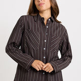 Betty Basics Sorrento Shirt in Brown Stripe