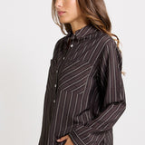 Betty Basics Sorrento Shirt in Brown Stripe - view 3