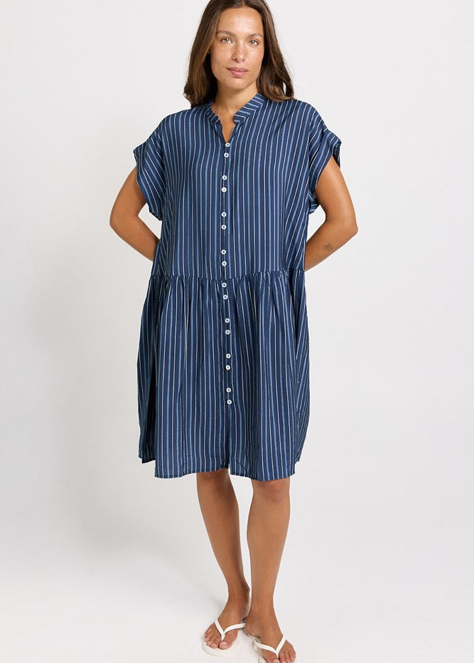 Betty Basics Sandy Dress in Blue Stripe - view 2