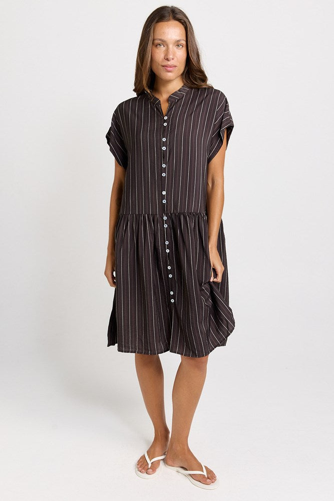 Betty Basics Sandy Dress in Brown Stripe