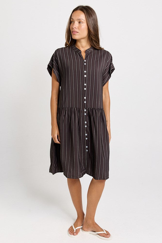 Betty Basics Sandy Dress in Brown Stripe - view 2