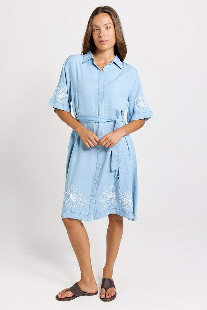 Betty Basics Emmy Shirt Dress in Mid Wash - view 2