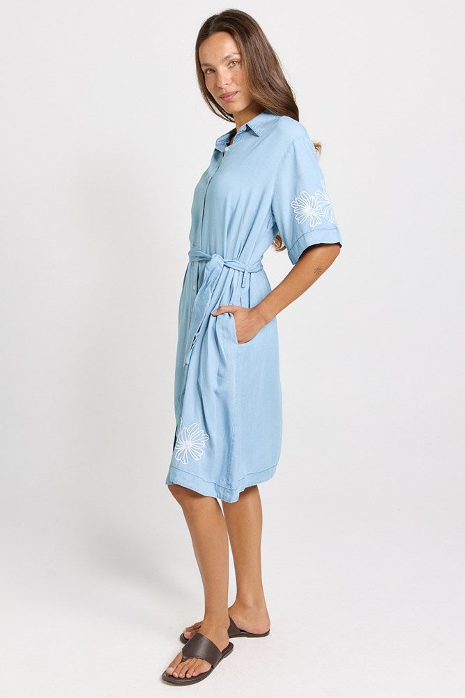 Betty Basics Emmy Shirt Dress in Mid Wash - view 3