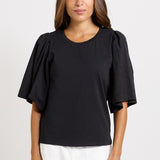 Betty Basics Bianca Broderie T-Shirt in Black