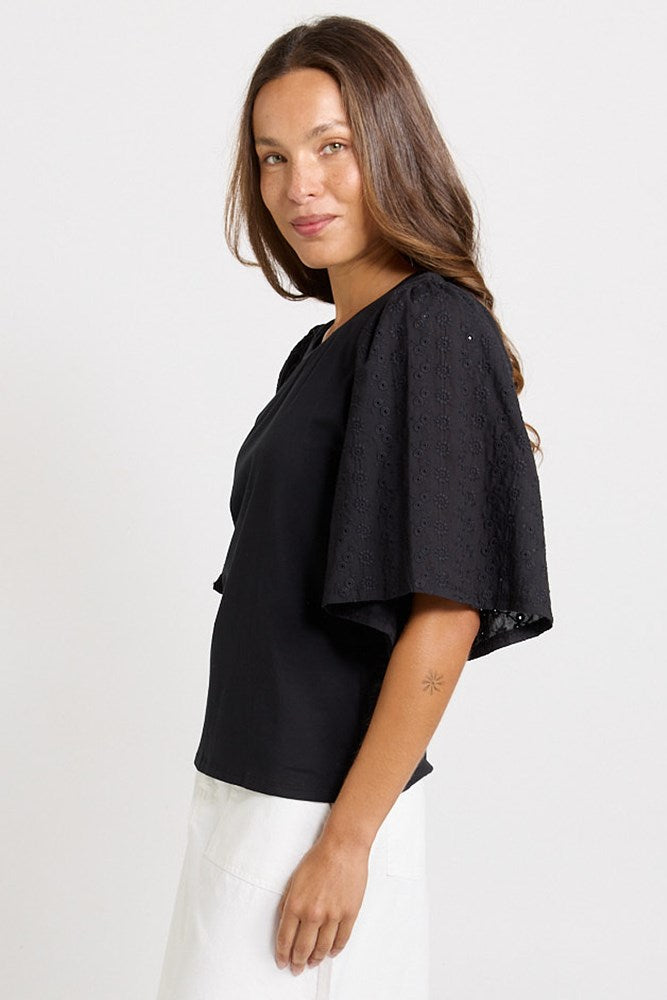 Betty Basics Bianca Broderie T-Shirt in Black - view 3