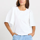 Betty Basics Bianca Broderie T-Shirt in White