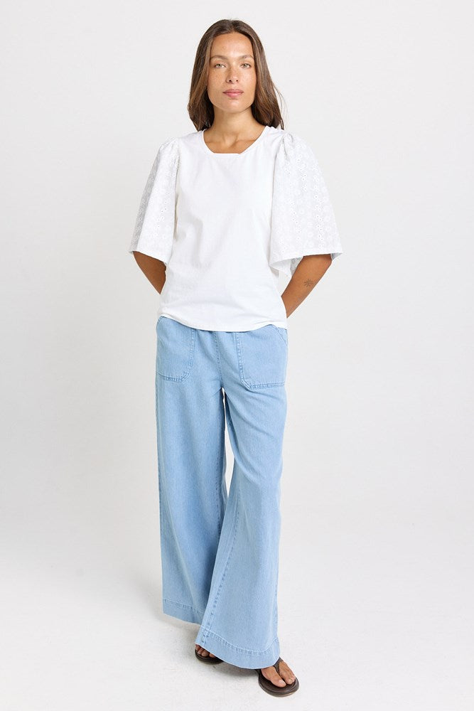 Betty Basics Bianca Broderie T-Shirt in White - view 2