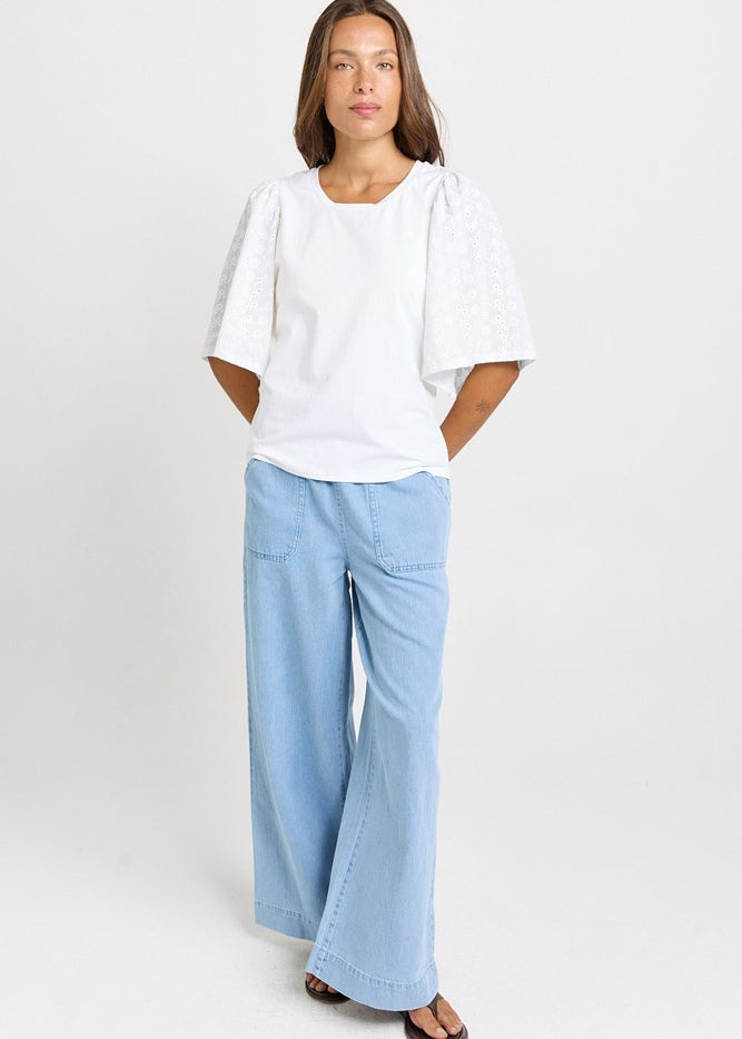 Betty Basics Bianca Broderie T-Shirt in White - view 2