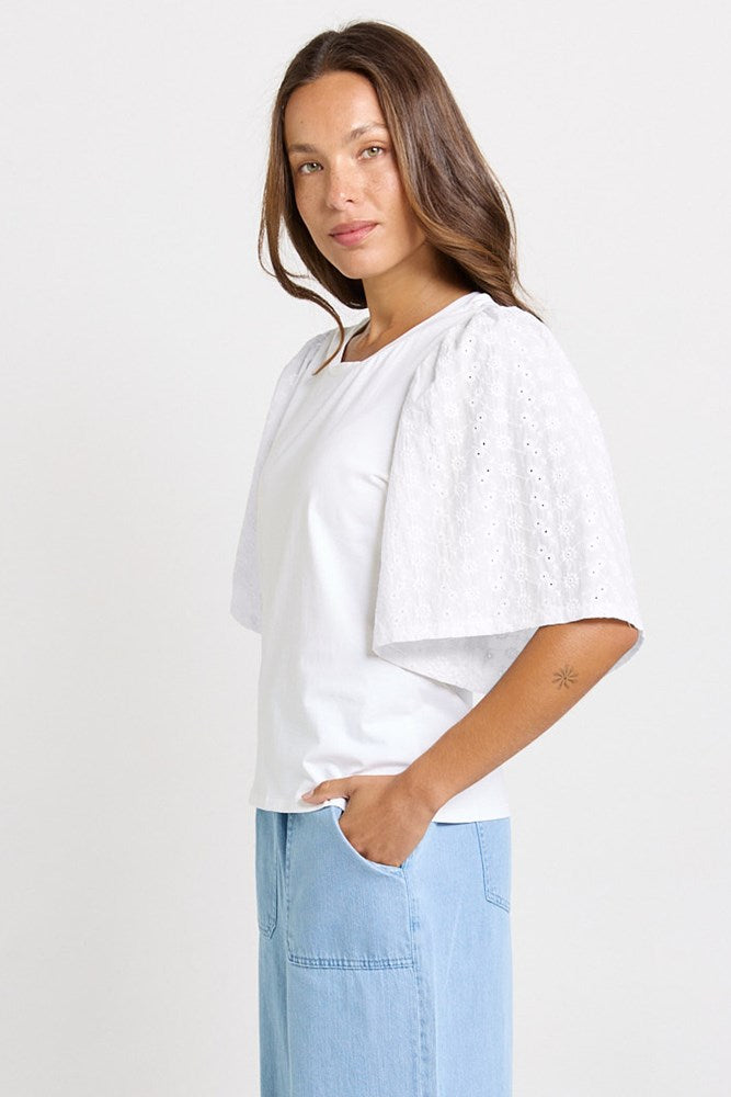 Betty Basics Bianca Broderie T-Shirt in White - view 3