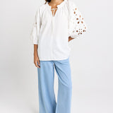 Betty Basics Daisy Broderie Blouse in White - view 2