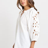Betty Basics Daisy Broderie Blouse in White - view 3