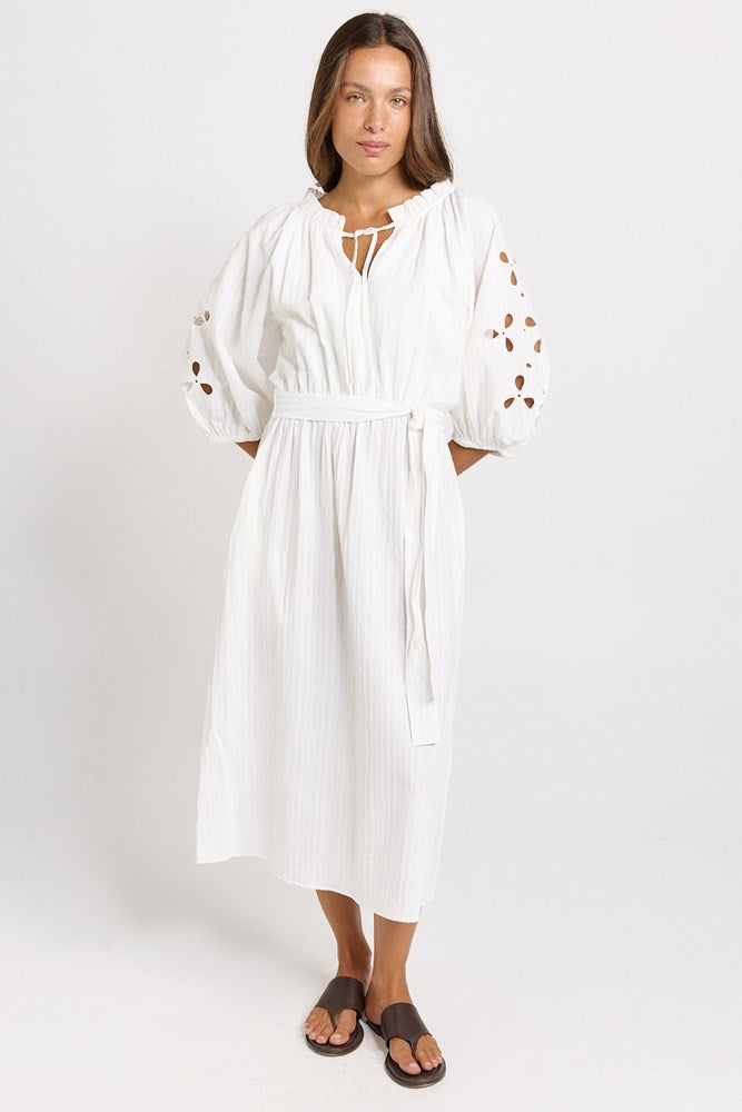 Betty Basics Daisy Broderie Dress in White