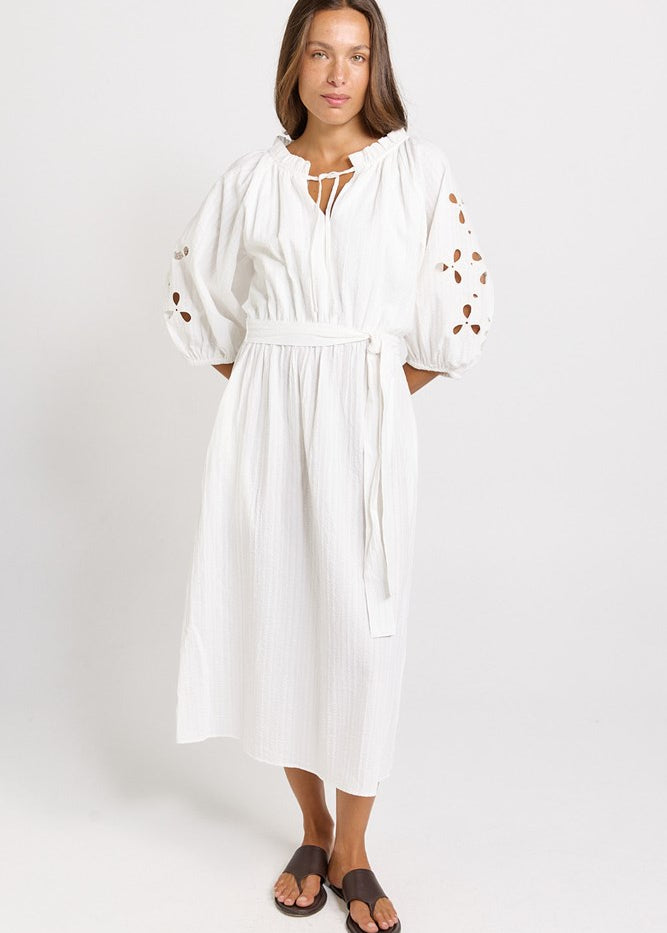 Betty Basics Daisy Broderie Dress in White