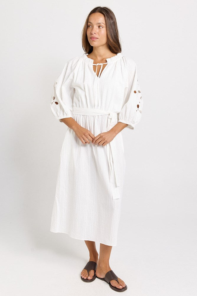 Betty Basics Daisy Broderie Dress in White - view 2