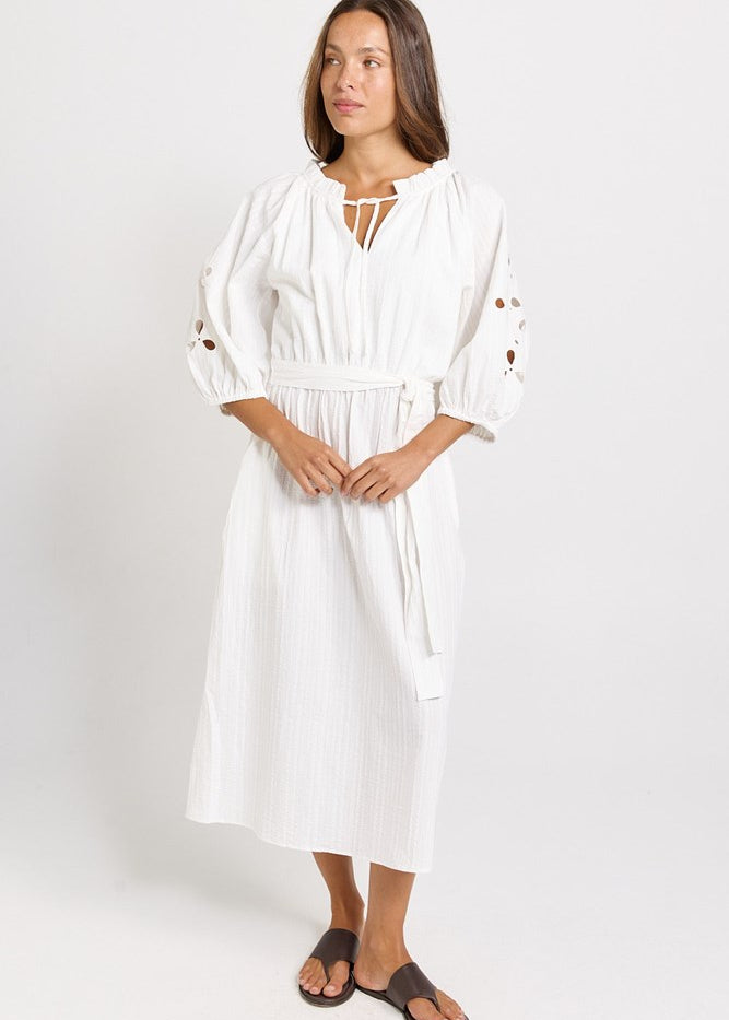Betty Basics Daisy Broderie Dress in White - view 2