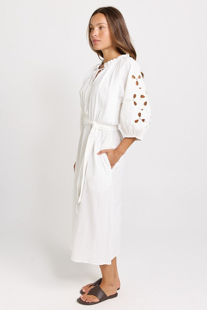 Betty Basics Daisy Broderie Dress in White - view 3