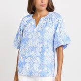 Betty Basics Bronte Blouse in Blue Shell Print