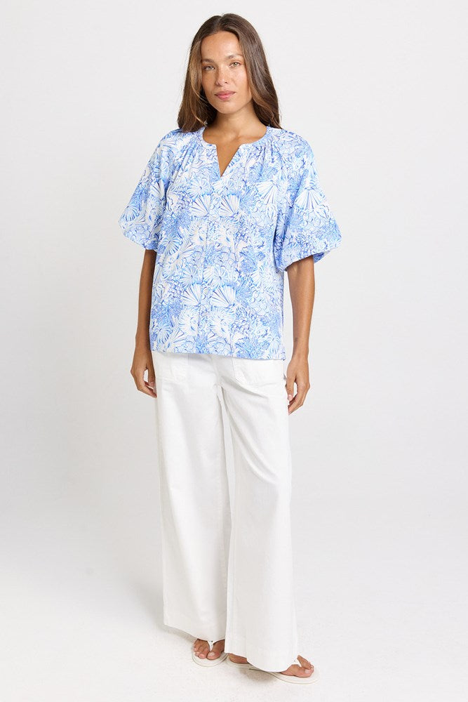 Betty Basics Bronte Blouse in Blue Shell Print - view 2