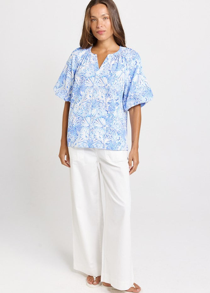 Betty Basics Bronte Blouse in Blue Shell Print - view 2